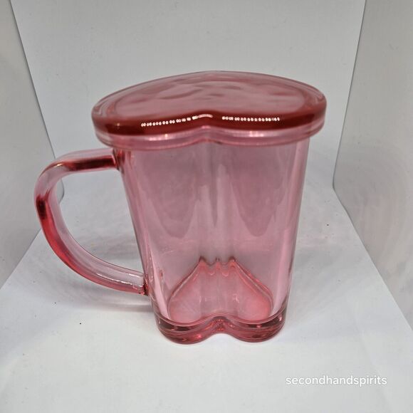 Target Bullseye Playground Valentines Glass Heart Shaped Mug With Lid Clear Red - Picture 6 of 14